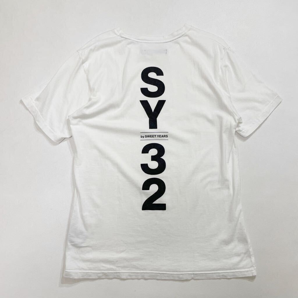 59 SY32 by SWEET YEARS クルーネック 半袖 Tシャツ カットソー サイズL スウィート イヤーズ ロゴプリント ホワイト 白 メンズ 40403Wの画像2