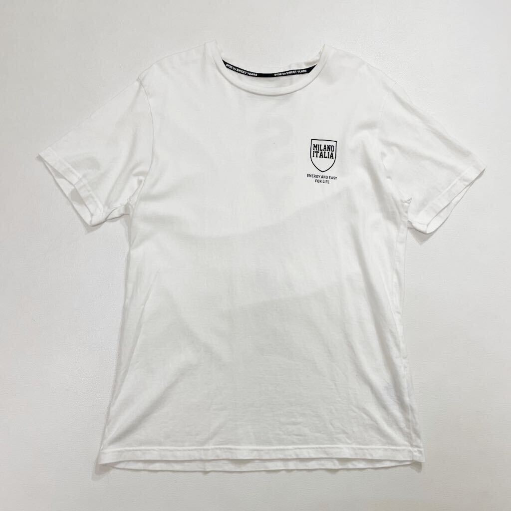 59 SY32 by SWEET YEARS クルーネック 半袖 Tシャツ カットソー サイズL スウィート イヤーズ ロゴプリント ホワイト 白 メンズ 40403Wの画像1