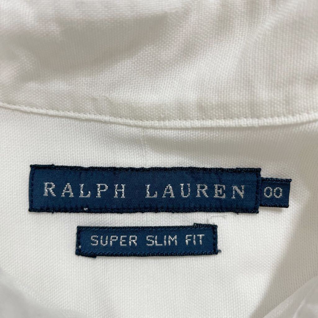 54 RALPH LAUREN ラルフローレン オックスフォード ボタンダウン 長袖 シャツ SUPER SLIM FIT カラーポニー刺繍 ホワイト 白 40329K_画像3