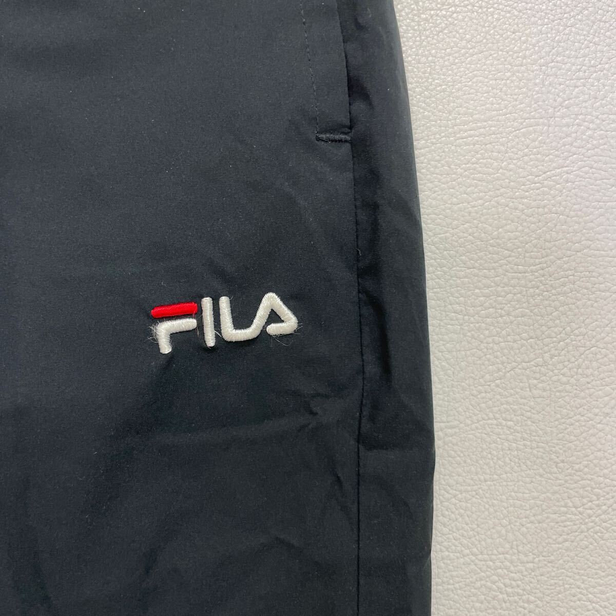 57 FILA フィラ ストレッチ クロップド イージーパンツ ウエストゴム ロゴ刺繍 スポーツ トレーニング ブラック 黒 レディース 40401I_画像4