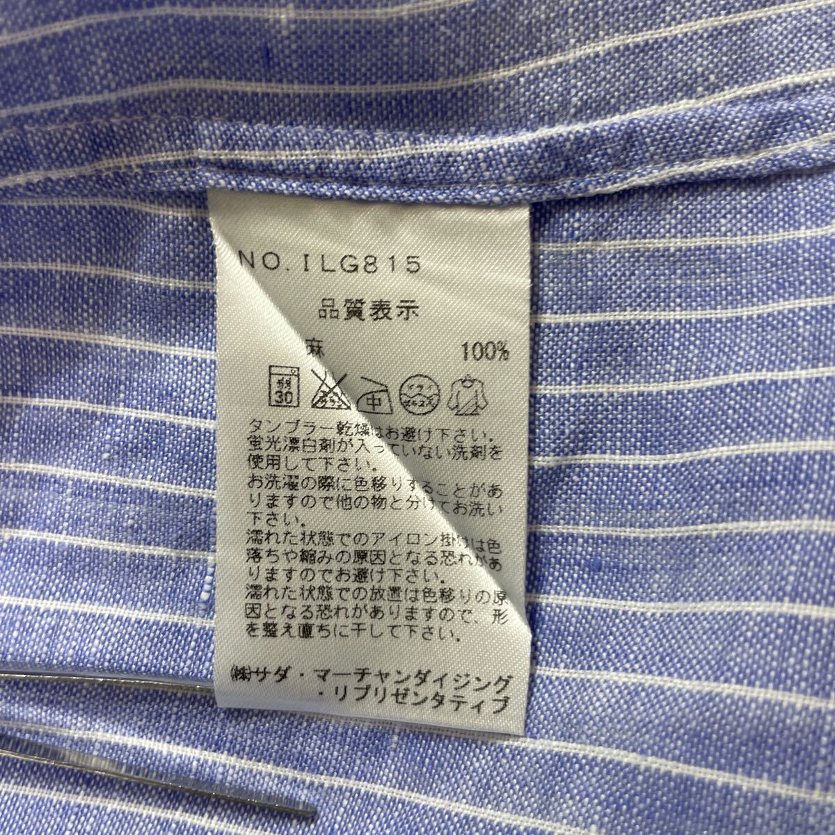 303 Maker's Shirt 鎌倉 メーカーズシャツ カマクラ リネン100 ストライプ 長袖 シャツ サイズ13 麻 日本製 レディース 40423AA_画像5