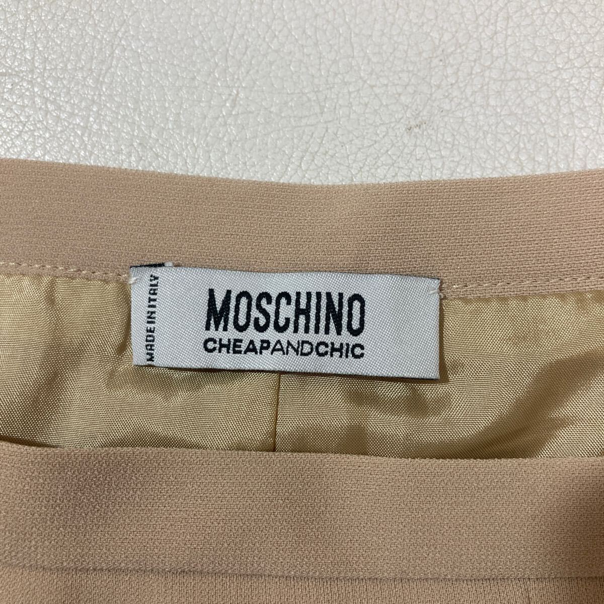 241 美品 MOSCHINO CHEAP AND CHIC モスキーノ イタリア製 ストレッチ ジョーゼット タイトスカート ベージュ 春夏 フォーマル 40427L_画像5