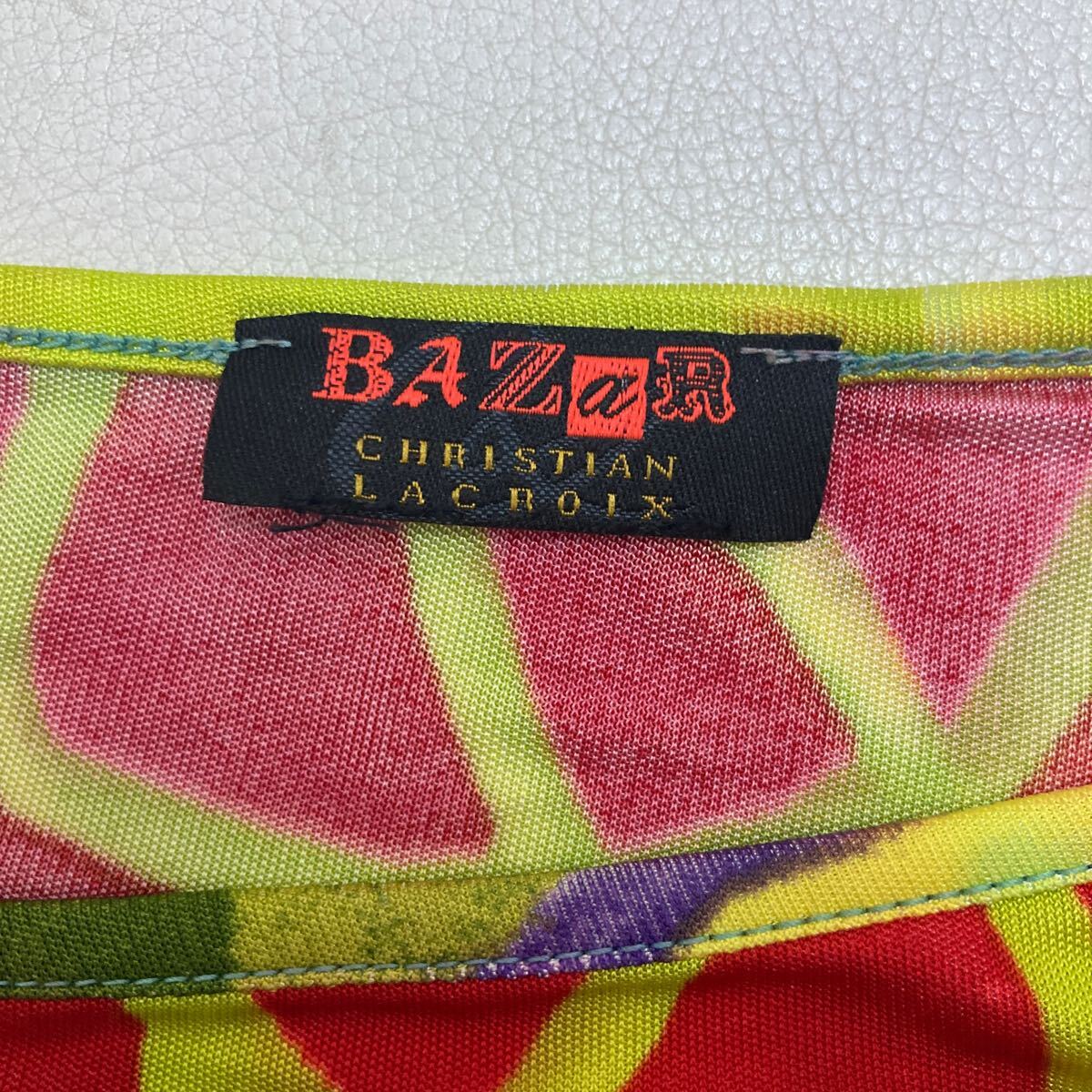 241 美品 BAZAR CHRISTIAN LACROIX バザール クリスチャン ラクロワ ストレッチ ハイネック デザイントップス カットソー 春夏 40427Y_画像3