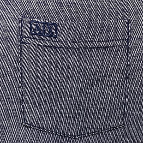 251 ARMANI EXCHANGE アルマーニ エクスチェンジ ストレッチ 半袖 ポロシャツ サイズL ロゴ刺繍 鹿の子 ネイビー 紺 メンズ 40416Lの画像4