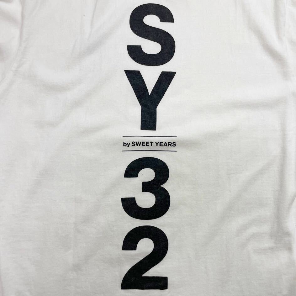 59 SY32 by SWEET YEARS クルーネック 半袖 Tシャツ カットソー サイズL スウィート イヤーズ ロゴプリント ホワイト 白 メンズ 40403Wの画像4