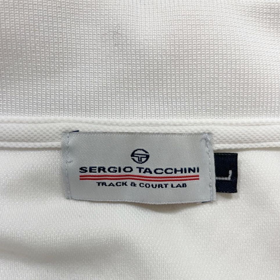55 SERGIO TACCHINI セルジオ タッキーニ ストレッチ 半袖 ポロシャツ サイズL ロゴ刺繍 GOLF ゴルフ ホワイト 白 メンズ 40401R_画像3