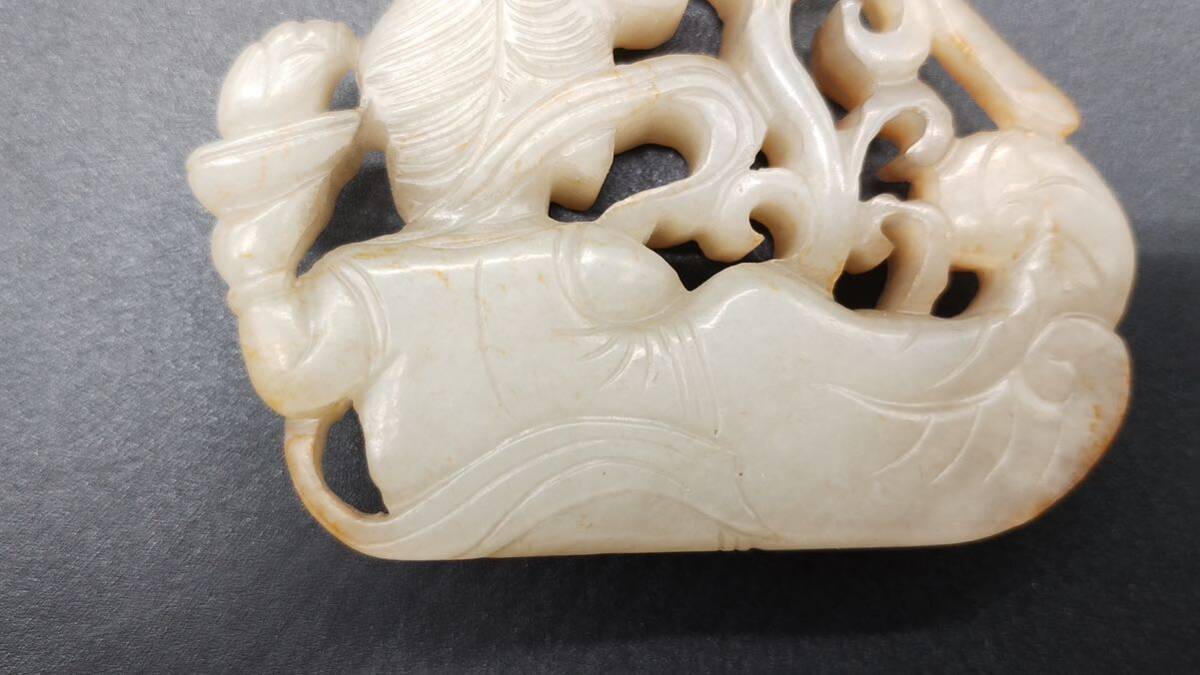 中国 古物 置物 時代物 白玉 人物 宋時代 古玉 彫刻　原玉 中国古美術 _画像5