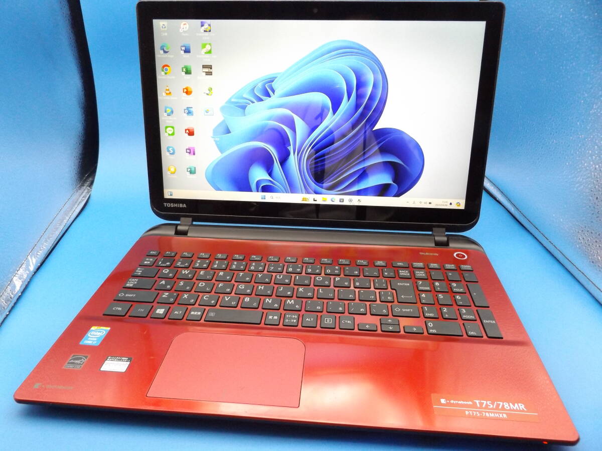 新品SSD512GB★Win11 Ver.23H2★第4世代Core i7★東芝dynabook T75/78MR★モデナレッド★メモリ8GB★Office2021★カメラ★BD-RE★フルHD