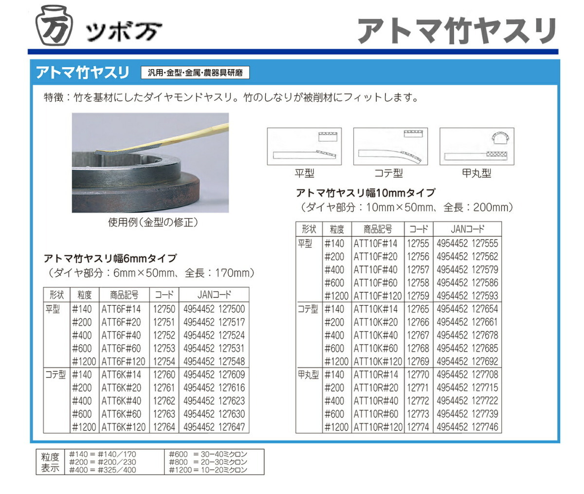 〈ツボ万〉 アトマ竹ヤスリ　ＡＴＴ6Ｆ＃120_画像2