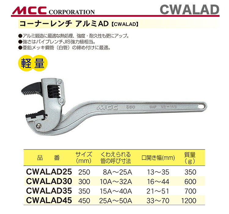 数量限定 〈MCC〉コーナーレンチ　アルミＡＤ　CWALAD35_画像2