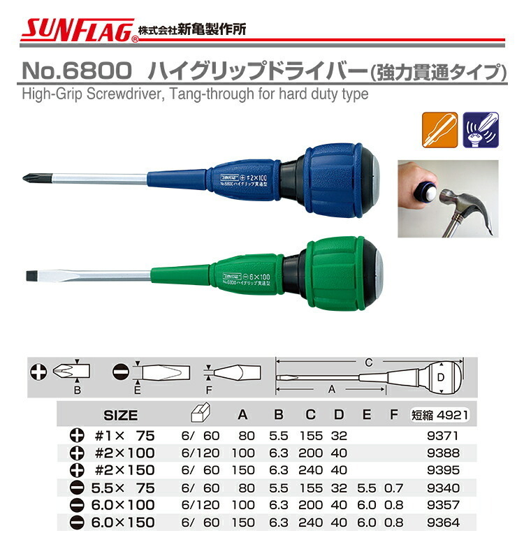 数量限定 〈SUNFLAG〉ハイグリップDV強力貫通　-5.5×75　No.6800_画像2