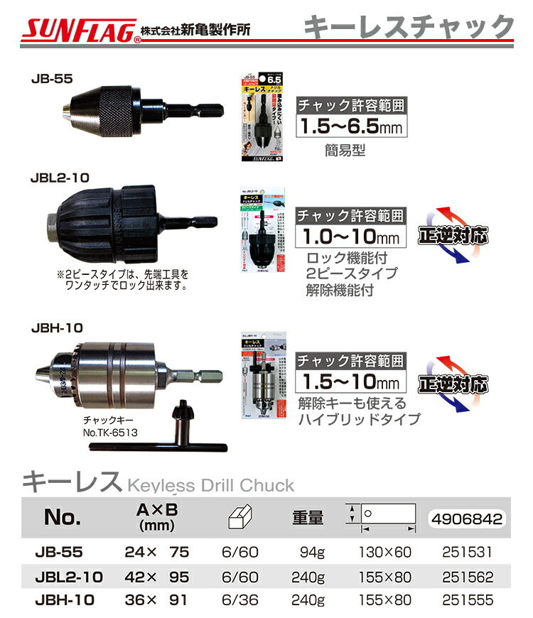  ограниченное количество (SUNFLAG) дистанционный ключ молния 2 деталь модель 1.5~10mm No.JBL2-10