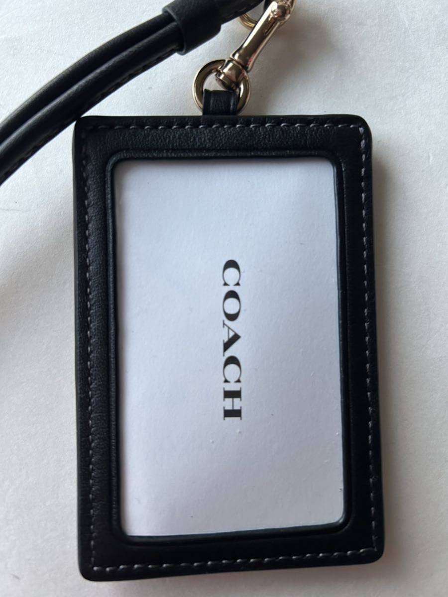 [ free shipping ] new goods * Coach COACH*CF467 neck strap ID case pass case card inserting signature pattern Ran yard black 3