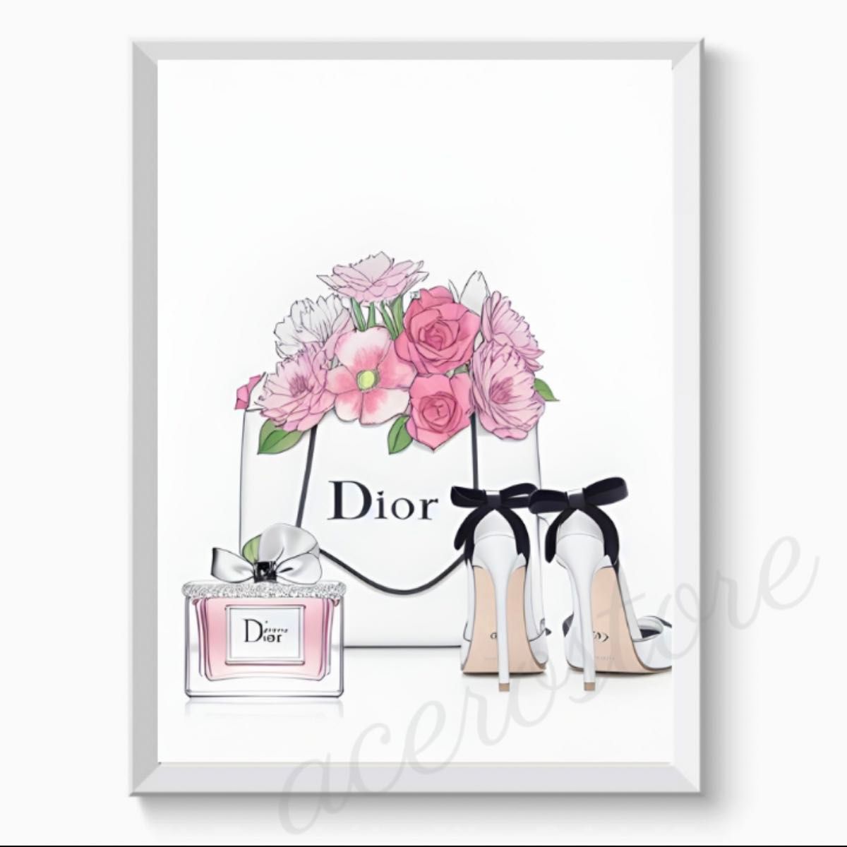 G050 アートポスター インテリア Dior ピンク フランス 白 大人可愛い