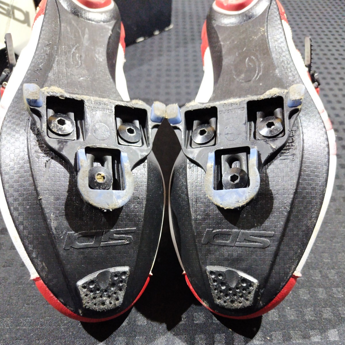 SIDI EUR44 ジェニクスフィット WH/RED CGE5FITC BIBIRO サイズ US10 27cm相当 シマノ純正クリート SPD SL 青 ビンディングシューズ シディの画像9