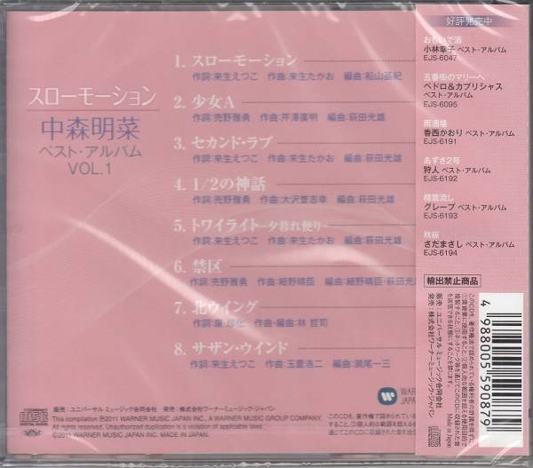 【新品・即決CD】中森明菜/ベストvol.1～スローモーションの画像2