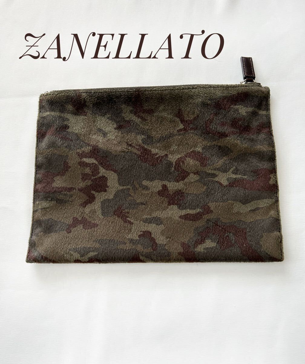  top class ZANELLATO The nela-to clutch duck pattern fur Italy ITALY [1 start ] [1 jpy start ][1~][1 jpy exhibition ] old clothes leather 