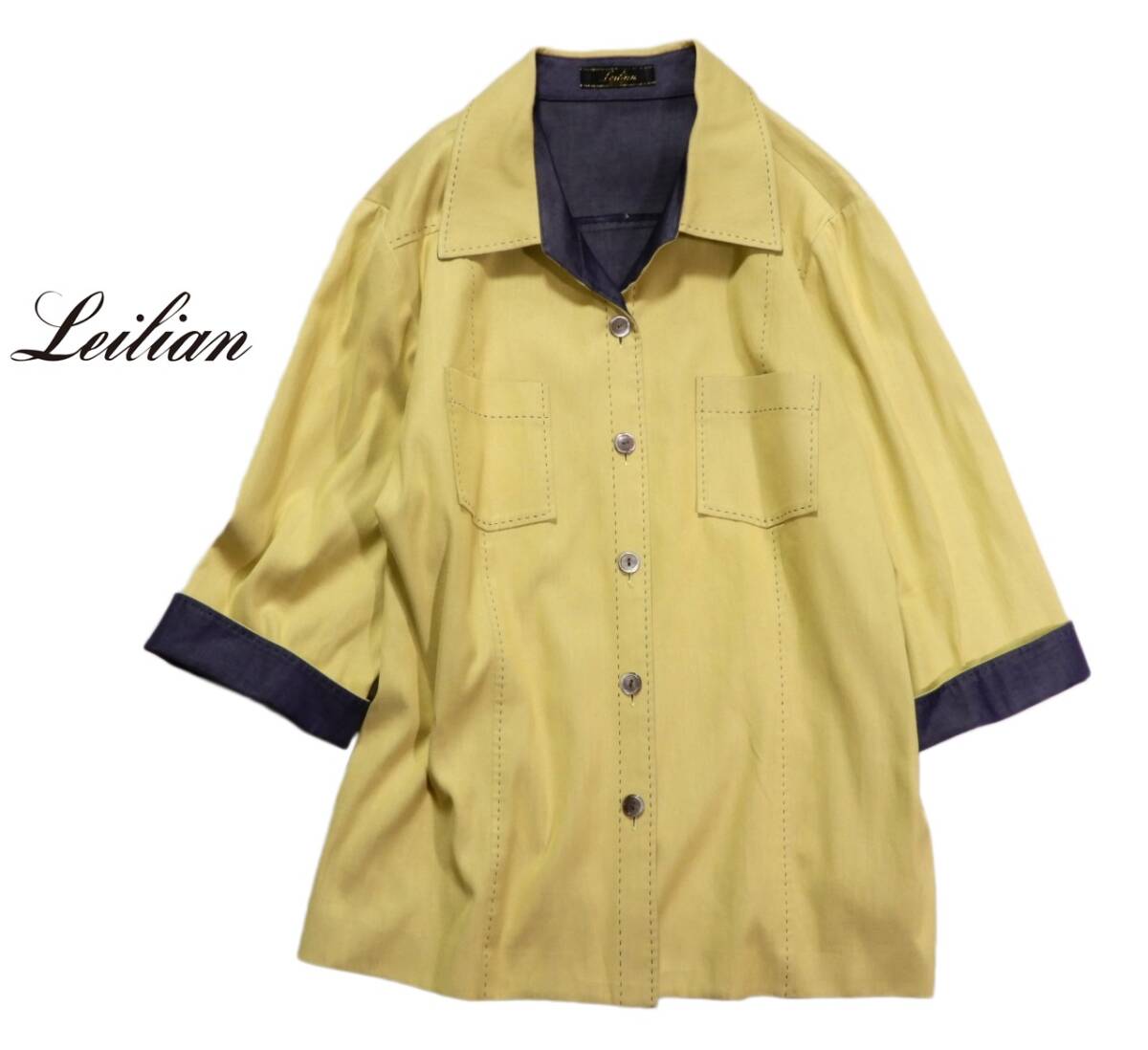 レリアン Leilian 大きいサイズ13＋ プラスハウス 素敵 バイカラー シャツ ジャケット_1.6