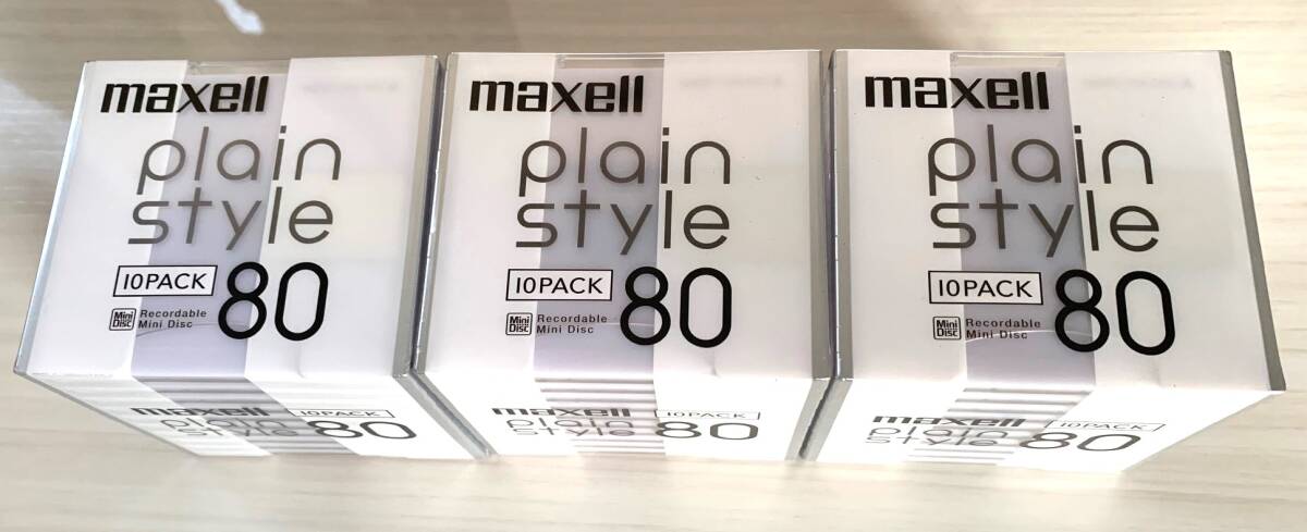 ★未開封品 美品★ maxell マクセル ミニディスク MD plain style 80 10枚セット×3個＝合計30枚 録音用ミニディスクの画像1