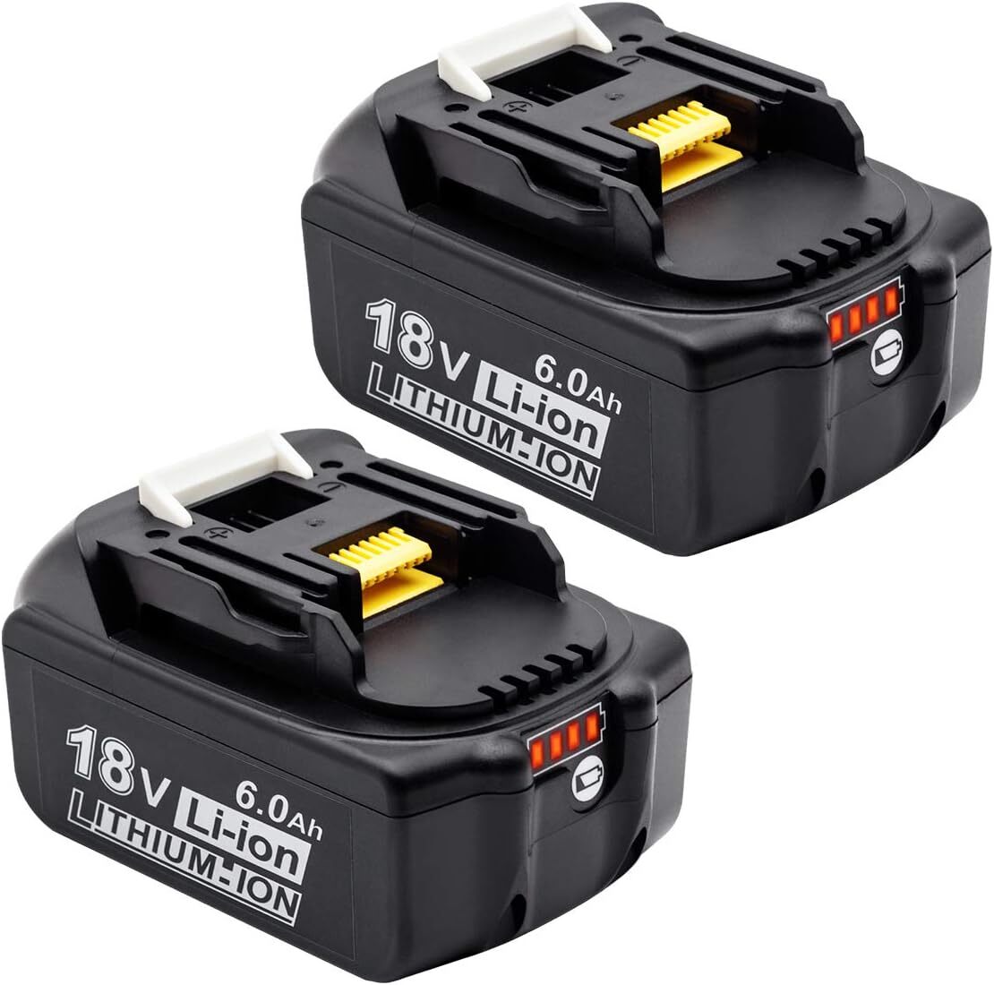 マキタ互換バッテリー 18v AP BL1860b 互換バッテリー 18V 6.0Ah 残量表示付 2個セット + DC18RF 3.0A（液晶なし）充電器セットの画像2