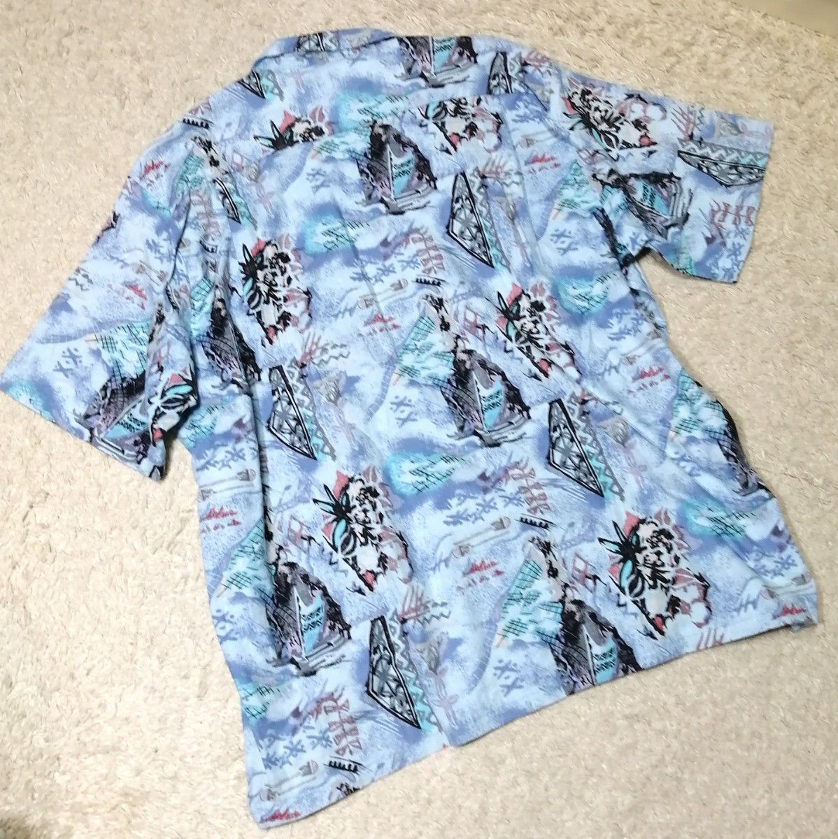★BaReFoot in Paradise★アロハシャツ 希少 超ビッグ 2XL 夏 半袖シャツ 総柄