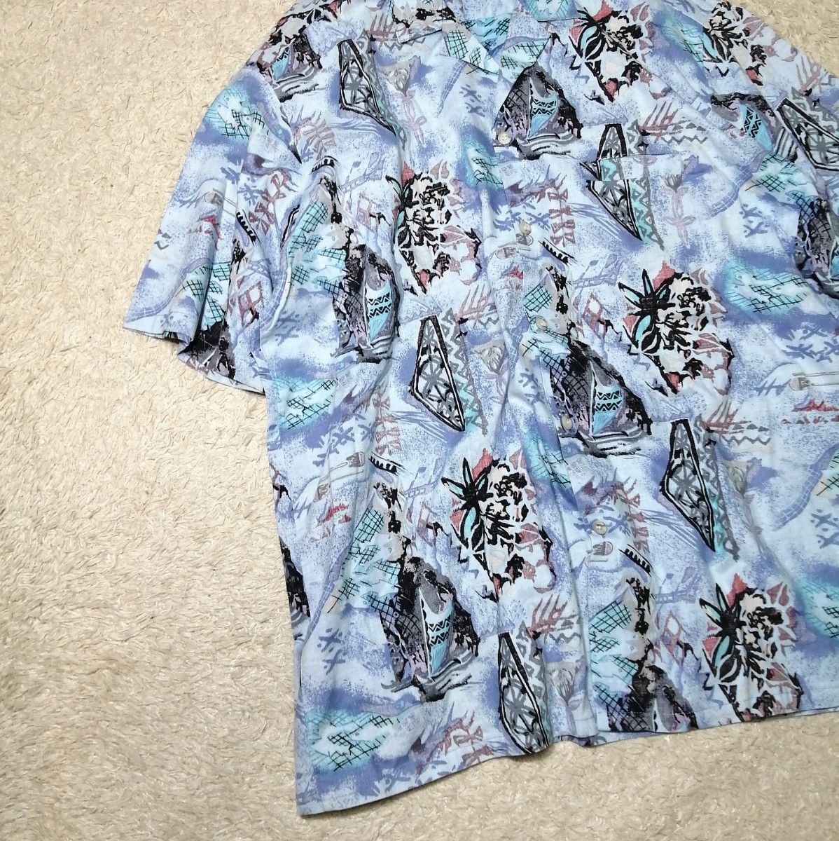 ★BaReFoot in Paradise★アロハシャツ 希少 超ビッグ 2XL 夏 半袖シャツ 総柄