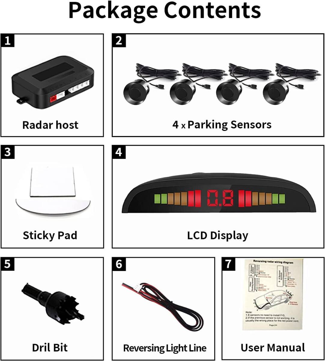 車ソナーコーナーセンサーカーセンサー 障害物センサー LED距離表示 パッキングセンサー 通知音 Cocar バックアップパーキンの画像6