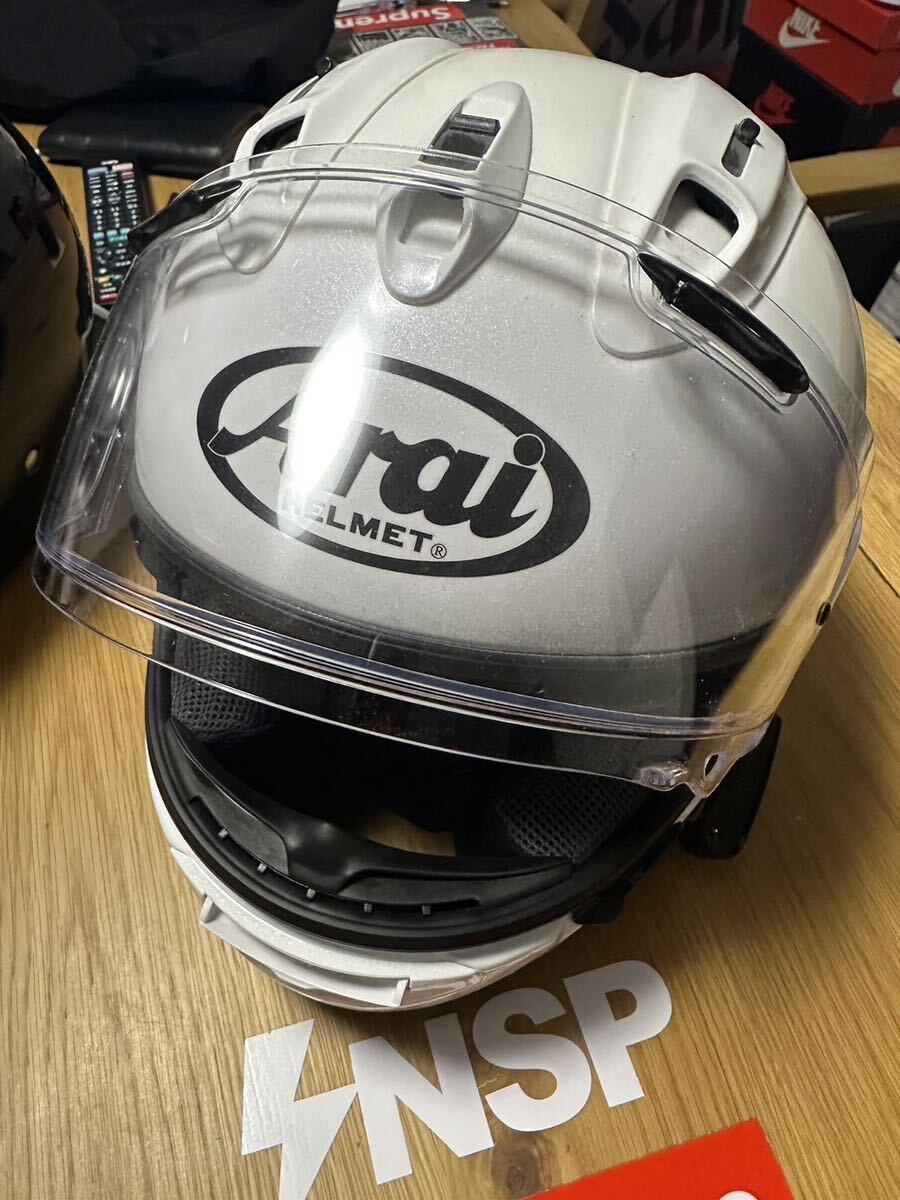 【美品】Arai アライ RX-7 フルフェイス ヘルメット ホワイト Mサイズ インカム付 オプションあり 箱付き _画像1