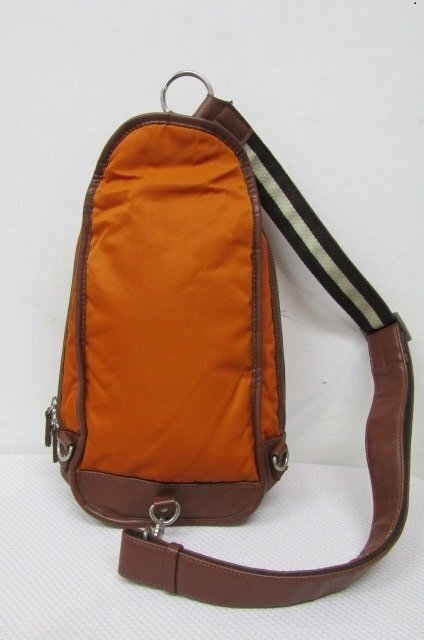 1243 BEAMS HEART Beams Heart one shoulder bag body bag orange series nylon X imitation leather 