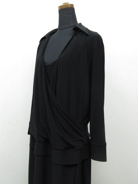 y7548 美品 JONES NEW YORK DRESS　ワンピース 14サイズ　フォーマル　カシュクール ブラック ドレス ストレッチ_画像3