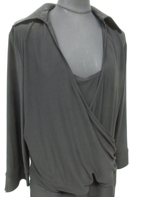 y7548 美品 JONES NEW YORK DRESS　ワンピース 14サイズ　フォーマル　カシュクール ブラック ドレス ストレッチ_画像2
