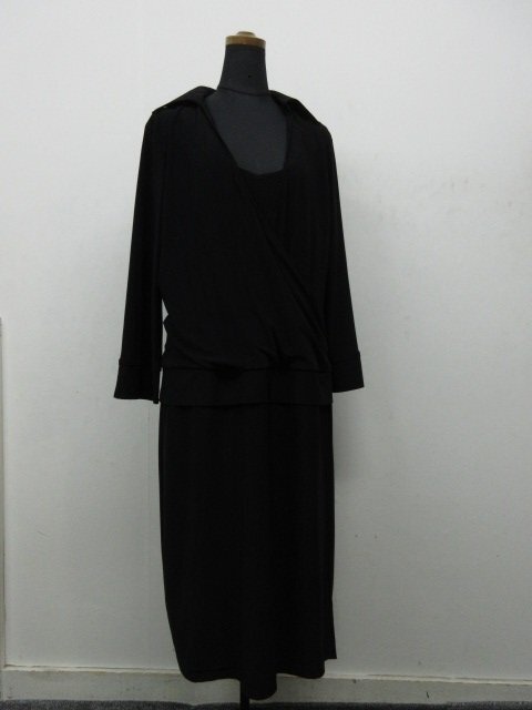 y7548 美品 JONES NEW YORK DRESS　ワンピース 14サイズ　フォーマル　カシュクール ブラック ドレス ストレッチ_画像1