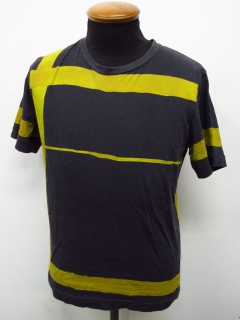 m5468 美品　ポールスミス　Tシャツ　綿100％　グレー×イエロー系　日本製　S～M程度　Paul Smith　ジョイックスコーポレーション_画像1
