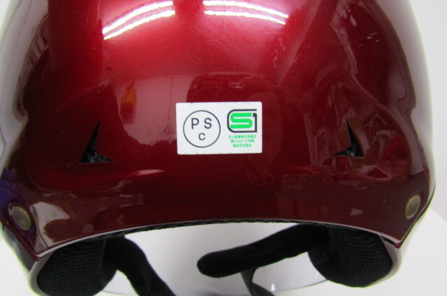t1517 TNK工業 ジェットヘルメット wish ウィッシュ シールド付き レッド系 頭囲内周約59cm 内装着脱可能の画像8