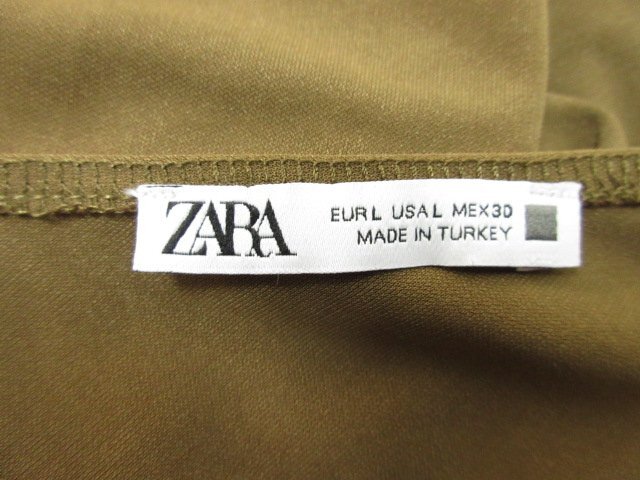 t9532 ZARA ワンピース Vネック ウエストリボン付 ブラウン系 サイズL(USA) ザラの画像4