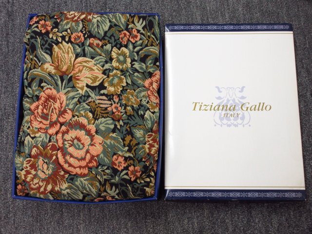 ｍ5226 未使用保管品　Tiziana Gallo ITALY ティツィアナ・ガロ　ゴブラン織りマルチカバー　長方形　200×250cm　ブラウン系　箱梱包程度_画像1