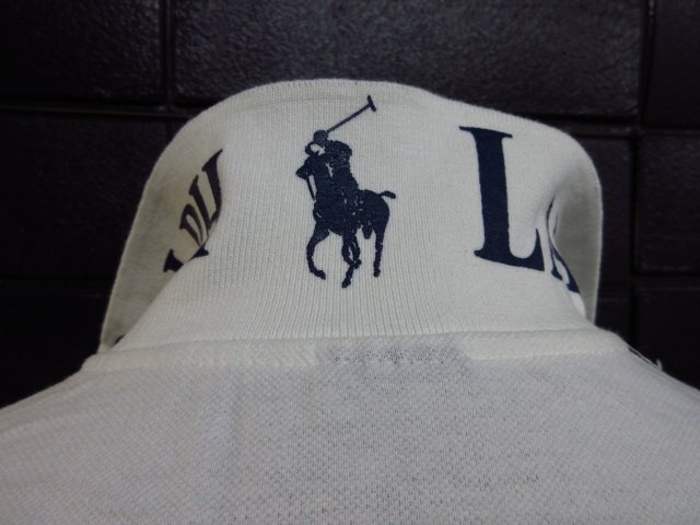 r5256　　POLO RALPH LAUREN　メンズ半袖ポロシャツ　白　ボーダー系　サイズXL ポロ　ラルフローレン　刺繍　ラルフローレン_画像4