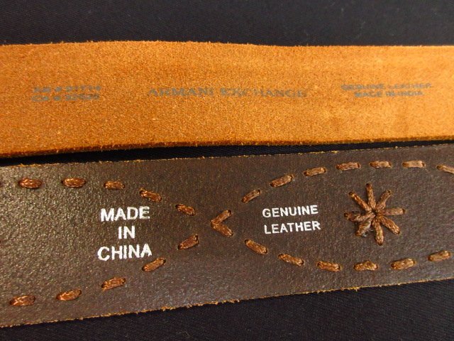 ｍ3057 ARMANI他　レザーベルト2本まとめて　本革　クリーム色×シルバー/ブラウン　GENUINE LEATHER　幅約4cm　_画像5