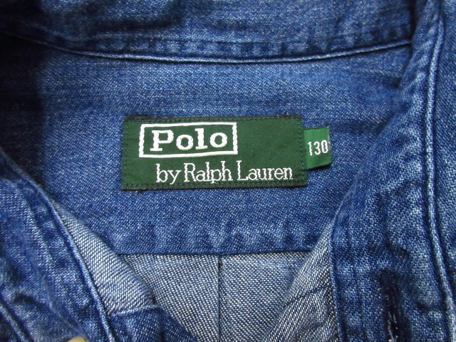 r5330　美品　POLORALPH LAUREN　ラルフローレン・コーポレーション　キッズ長袖Tシャツ　デニム風サイズ130　(株)ナイガイ_画像3