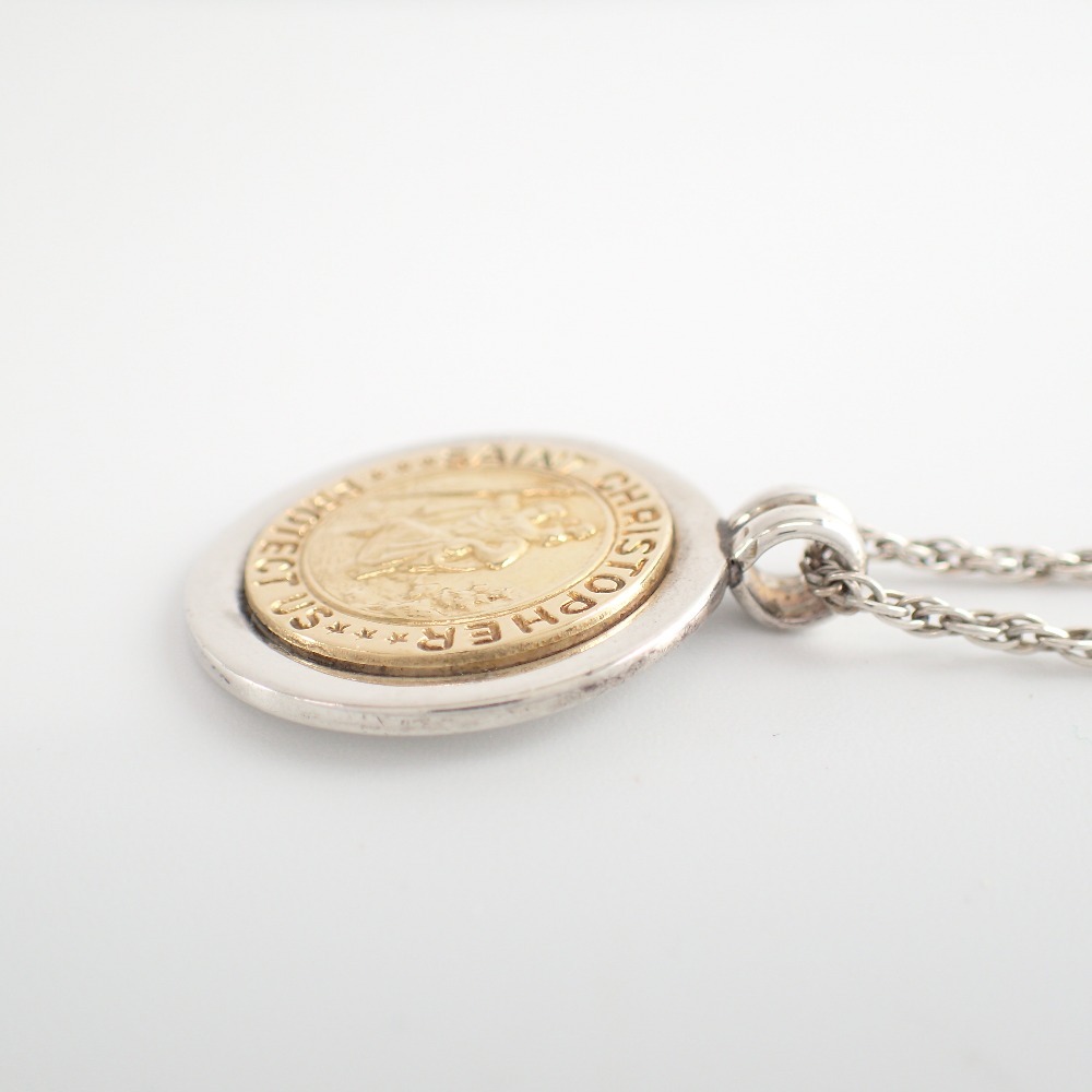 TIFFANY&Co. ティファニー 925/750 セントクリストファー コイン メダル ネックレスの画像3
