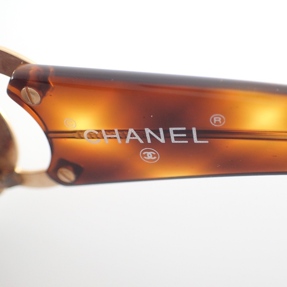 CHANEL Chanel brown group / Gold 02461 91235 CC here Mark temi pattern sunglasses 
