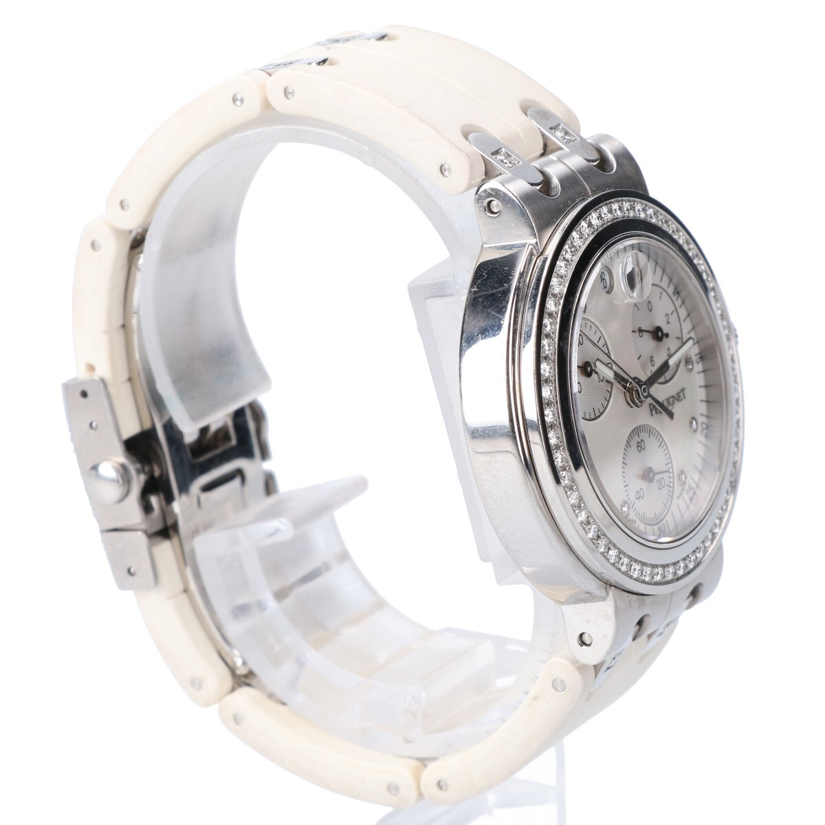 PEQUIGNET ペキニエ 1322509 クロノグラフ ダイヤモンドベゼル ラバーベルト クオーツ 腕時計の画像4