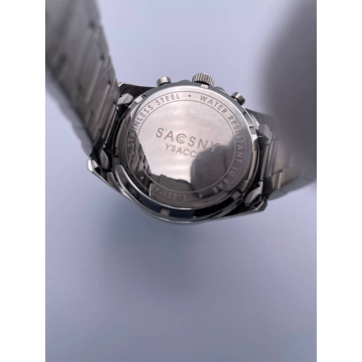1円 Y'SACCS イザック SY-15201 ブラック文字盤 クロノグラフ クオーツ腕時計 腕時計_画像5
