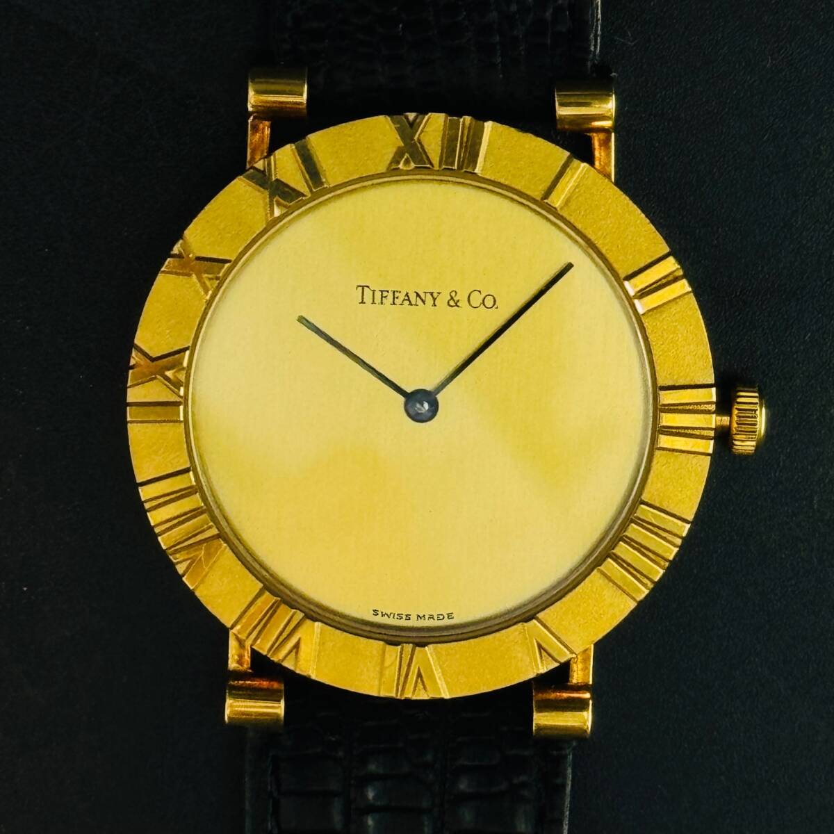Tiffany アトラス K18 750 金無垢 総重量30.2g D286.753 Quartz 稼働品 箱あり 1円出品 クォーツ 腕時計 メンズ ブランド ティファニー