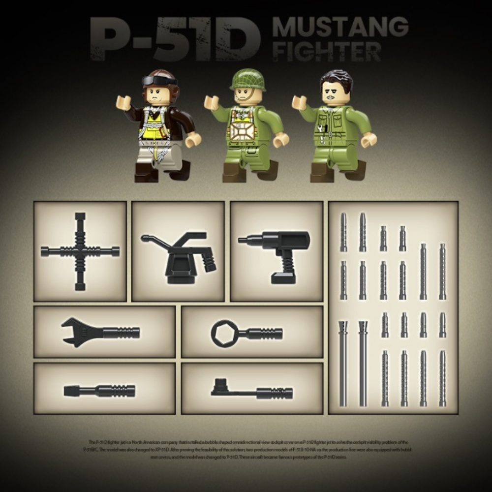 P-51Dマスタング ムスタング WWⅡ アメリカ軍 ミニフィグ ブロック戦闘機 パンツァーブロックス 送料無料 国内発送 ESシリーズ_画像10