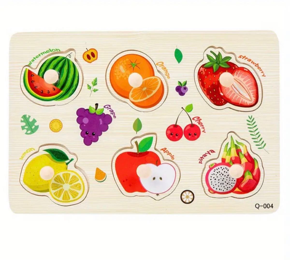 木製パズル　型はめパズル　ペグパズル　知育　はじめてのパズル　果物　フルーツ 知育玩具 モンテッソーリ