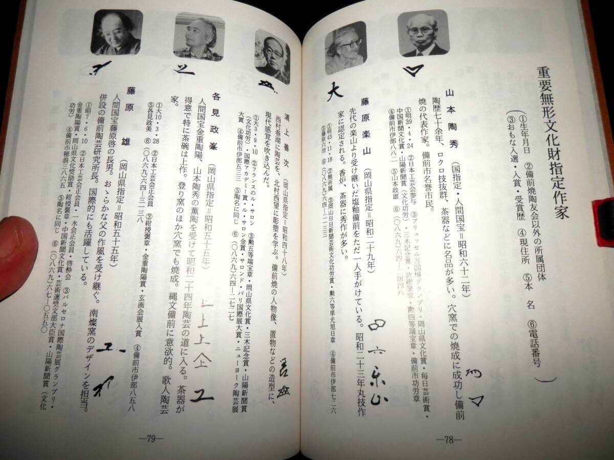 冊子/備前焼-その魅力/金重陶陽.石井不老.藤原啓.金重素山.大饗仁堂.中村六郎.伊勢崎淳.隠崎隆一.他/茶碗.徳利.ぐい呑.宝瓶/窯印.陶印/茶道_●重要無形文化財指定作家！