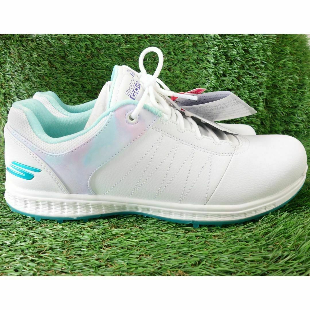 【未使用訳あり】 SKECHERS GOLF 撥水加工 スパイクレスゴルフシューズ 24.5cm ホワイト×マルチ 5GEN GOGAMAX スケッチャーズ 定価9,900円の画像4