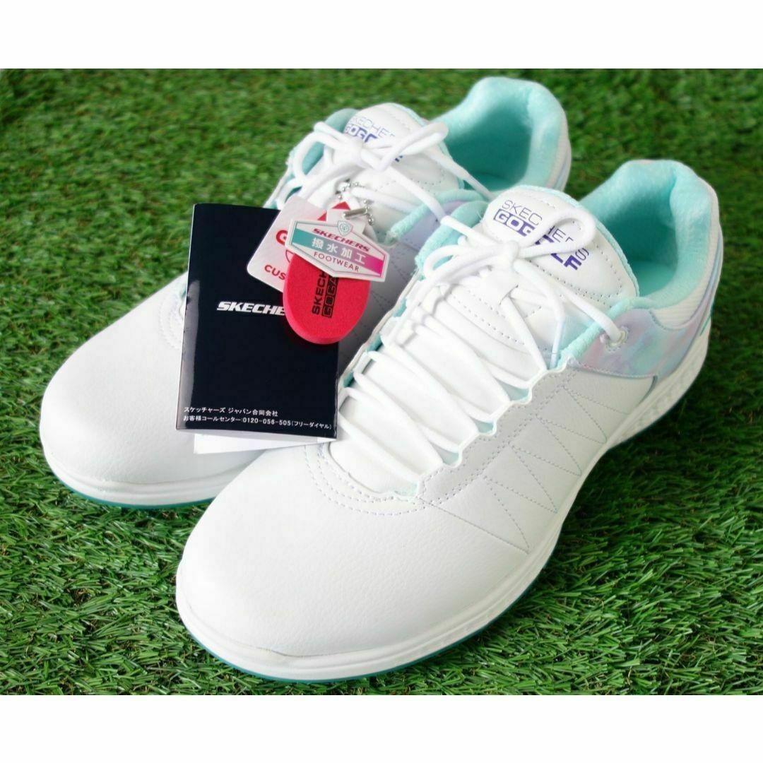 【未使用訳あり】 SKECHERS GOLF 撥水加工 スパイクレスゴルフシューズ 24.5cm ホワイト×マルチ 5GEN GOGAMAX スケッチャーズ 定価9,900円の画像5