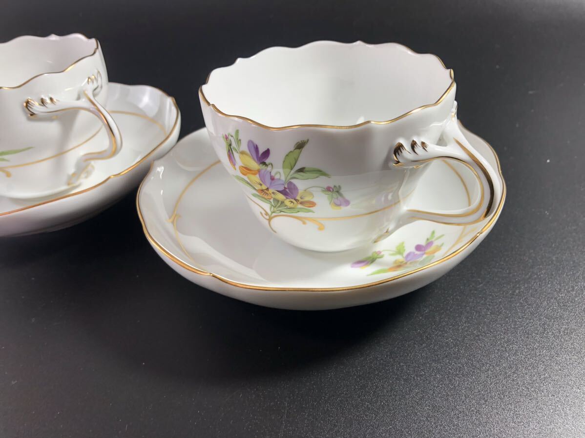 1000円〜■★Meissen★マイセン ベーシックフラワー 花柄 ゴールドライン ペア 箱付 洋食器 2客 まとめ★okoy2600825-149★r30368_画像3